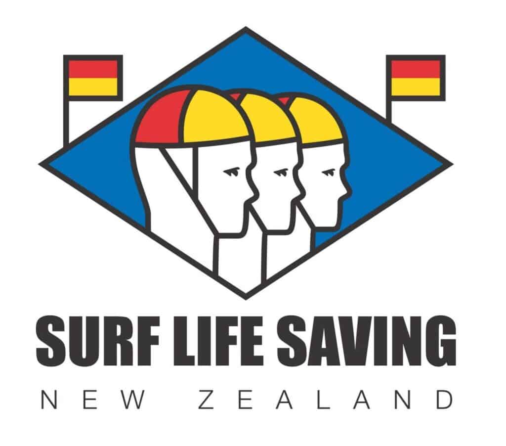 Bright Lifesavers wearing helmets and uniforms at Raglan Surf Lifesaving club, promoting water safety and rescue skills in New Zealand.